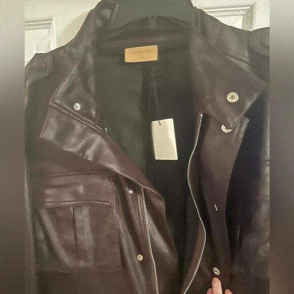 CRESCENT Jada Vegan
Leather Utility Jacket BROWN medium nwt oversized - Picture 4 of 9